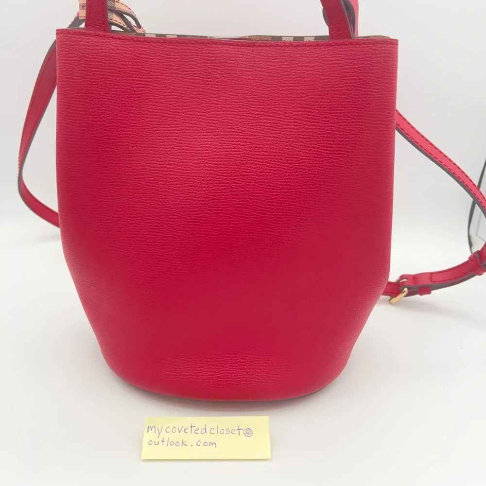 Burberry Lorne Red Leather Bucket Bag like new condition! W/Entrupy COA - Picture 5 of 16
